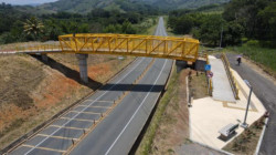 Inauguran puente peatonal en Calle Larga, en Caldas, para disminuir la accidentalidad