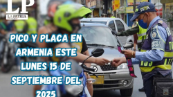 Pico y placa en Armenia (Quindío) este lunes, 15 de septiembre del 2025