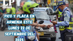 Pico y placa en Armenia (Quindío) este lunes, 22 de septiembre del 2025