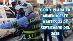 Pico y placa en Armenia (Quindío) este martes, 23 de septiembre del 2025