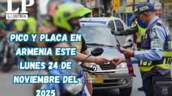 Pico y placa en Armenia (Quindío) este lunes, 24 de noviembre del 2025​